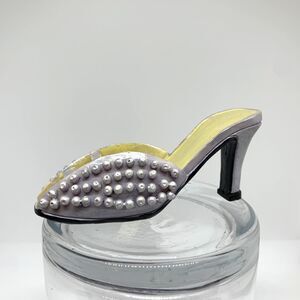 Collectible Miniature Shoe Decoration Silver and Pearl